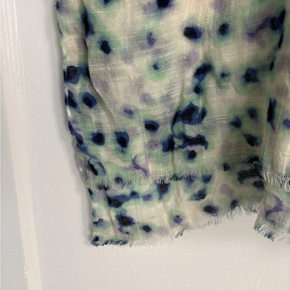 Anthropologie scarf wrap purple, blue, green, and off-white animal leopard print - Picture 3 of 5